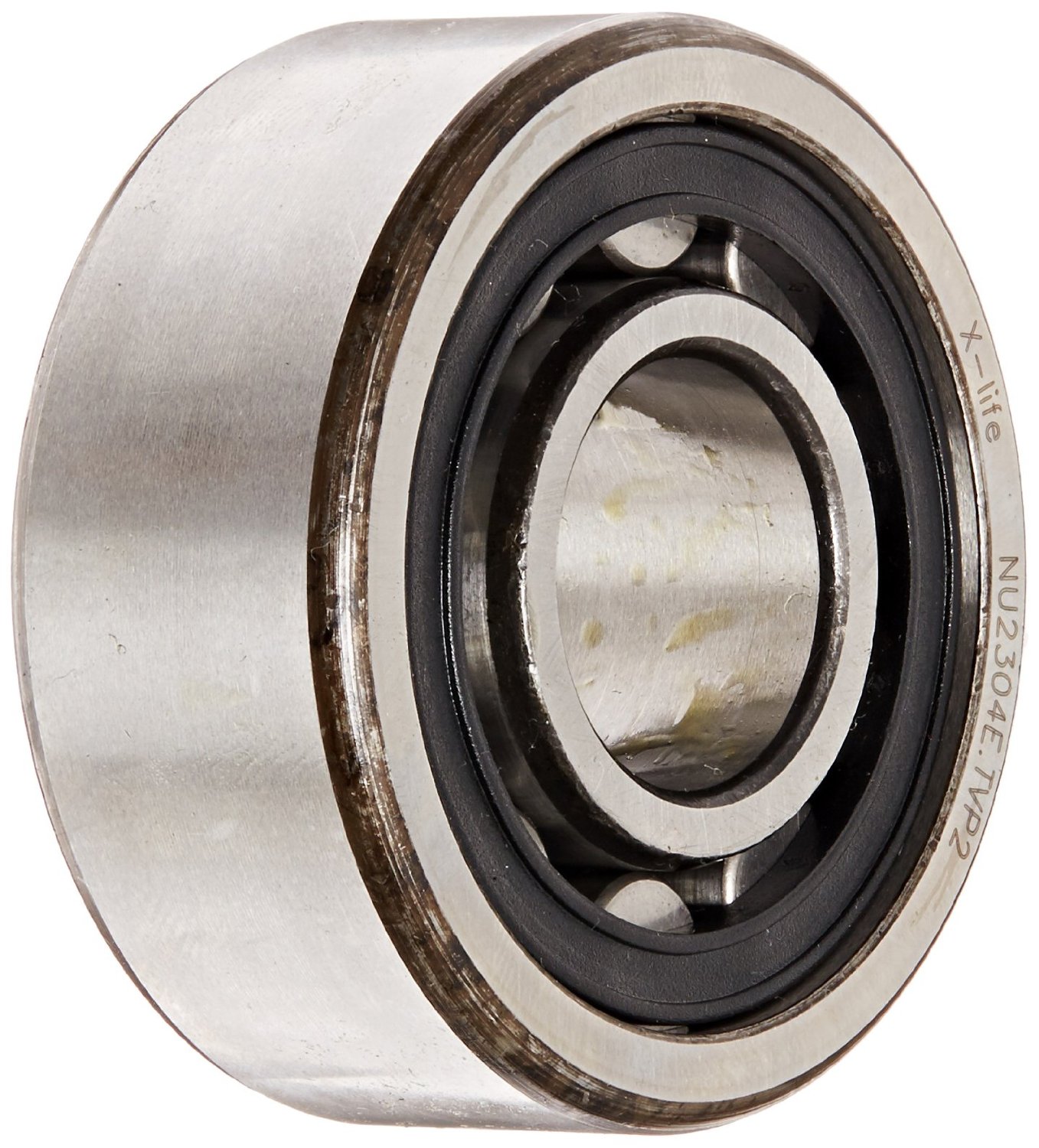 FAG NU2304E-TVP2 Cylindrical Roller Bearing, Single Row, Straight Bore, Removable Inner Ring, High Capacity, Polyamide Cage, Normal Clearance, 20mm ID, 52mm OD, 21mm Width