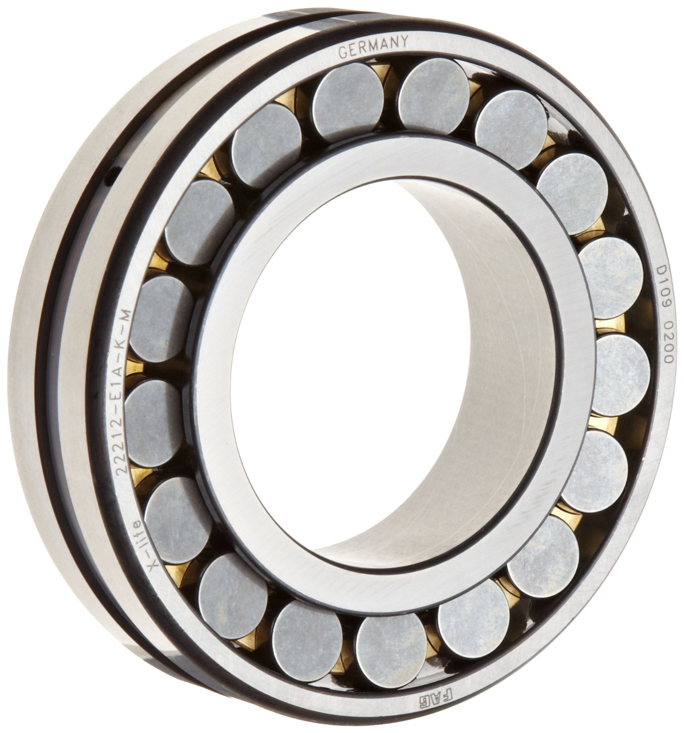 FAG 22213E1AK-M Spherical Roller Bearing, Tapered Bore, Brass Cage, Normal Clearance, Metric, 65mm ID, 120mm OD, 31mm Width, 6700rpm Maximum Rotational Speed, 208kN Static Load Capacity, 200kN Dynamic Load Capacity